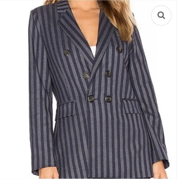 Heartloom Striped Blue Double Breast Blazer Size Small - Picture 12 of 12